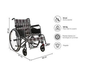 Silla de Ruedas Standard Plegable Gris