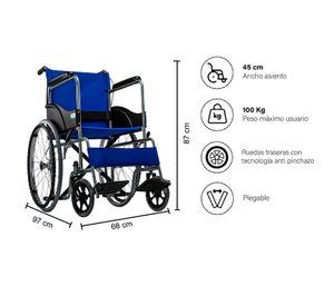 Silla de Ruedas Standard Plegable Azul