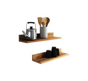 Set 4 Repisas Flotantes Rectas Soporte Café Claro 15x60x20 cm - 15x40x20 cm