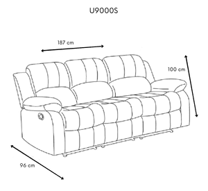 Sofá Reclinable 3 Cuerpos Thompson Pu + Microfibra + Portavasos