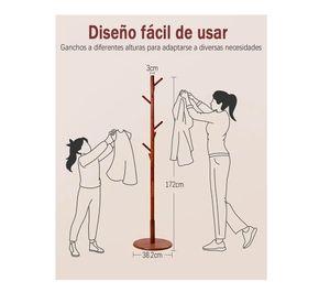 Perchero Colgador De Pie Madera 8 Ganchos Armable 172x38cm