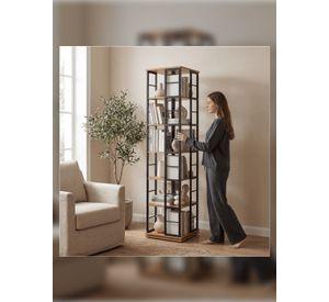 Biblioteca Librero Giratorio Organizador De Libros 190cm Color Marrón Oscuro