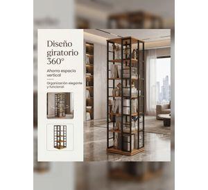 Biblioteca Librero Giratorio Organizador De Libros 190cm Color Marrón Oscuro