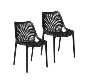 Pack 2 Sillas Comedor Terraza Exterior Apilable Moderna Café Restaurante Berlin Negras