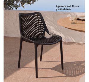 Pack 2 Sillas Comedor Terraza Exterior Apilable Moderna Café Restaurante Berlin Negras