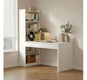 Escritorio Rocio Moderno Con Estantería Lateral 2 Cajones Blanco