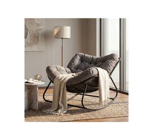 Sillon Mecedor Silla Mecedora Sitial Moderna Talla Xxl Gris Oscuro Liso
