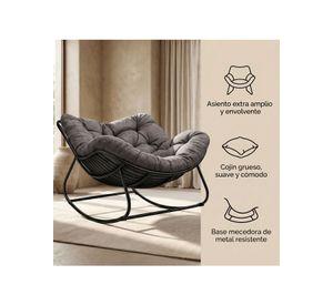 Sillon Mecedor Silla Mecedora Sitial Moderna Talla Xxl Gris Oscuro Liso