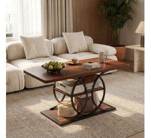 Mesa De Centro Minimalista Con Cubierta De Melamina 50x120cm Marrón Oscuro