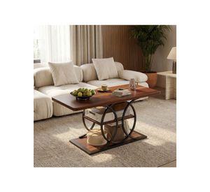 Mesa De Centro Minimalista Con Cubierta De Melamina 50x120cm Marrón Oscuro