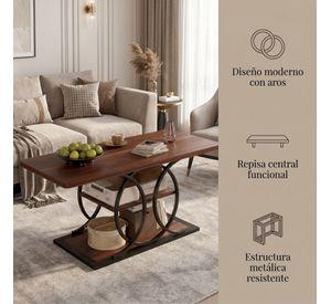 Mesa De Centro Minimalista Con Cubierta De Melamina 50x120cm Marrón Oscuro