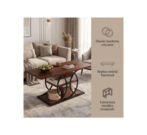 Mesa De Centro Minimalista Con Cubierta De Melamina 50x120cm Marrón Oscuro
