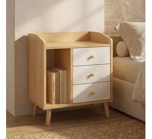 Velador 2 Niveles Con 3 Cajones Homer Design 62*30*43 Marrón Mate