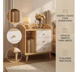 Velador 2 Niveles Con 3 Cajones Homer Design 62*30*43 Marrón Mate