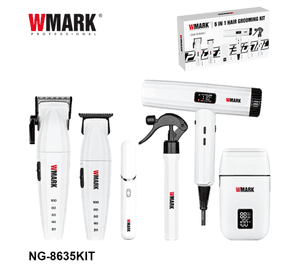 Wmark NG 8635 Kit Profesional 6 en 1 Afeitadora Cortapelos y Secador Blanco