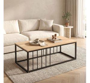 Mesa De Centro Minimalista Con Cubierta Melamina Rectancular Color Marrón Claro