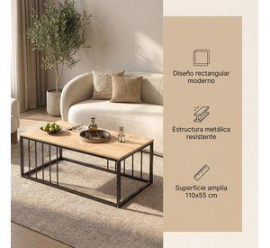 Mesa De Centro Minimalista Con Cubierta Melamina Rectancular Color Marrón Claro