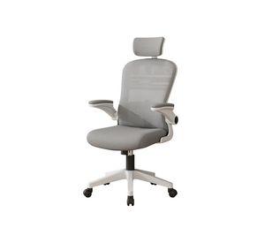 Silla Escritorio Ergonómica con Reposacabezas Apoyabrazos Ajustables  y Malla Transpirable Blanca