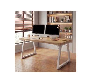 Escritorio Pata Metal Oficina 160x60x75cm Gruesa 30mm Marrón Claro