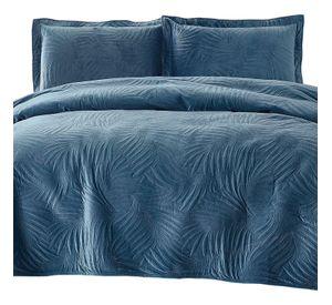 Quilt Liso Velvet Ibiza Petroleo 2 Plazas