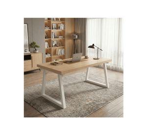 Escritorio Pata Metal Oficina 160x60x75cm Gruesa 30mm Marrón Claro