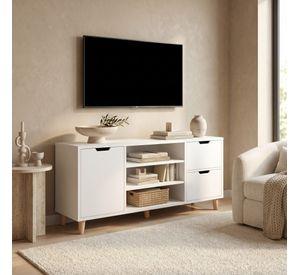 Rack Tv 120x30x55cm 2 Tiras 1 Puerta Melamina Homer Design