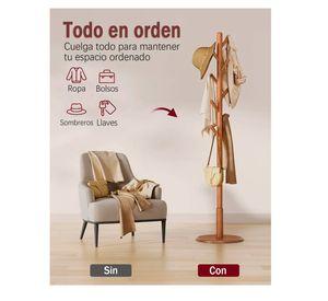 Perchero Colgador De Pie Madera 8 Ganchos Armable 172x38cm