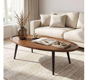 Mesa De Centro Elipse Living Vanguardia Madera Nactural