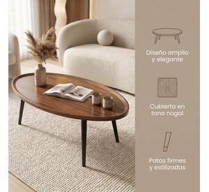 Mesa De Centro Elipse Living Vanguardia Madera Nactural