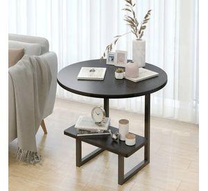 Mesa De Centro Redondo De Fierro Y Madera Living Vanguardia