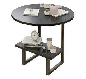 Mesa De Centro Redondo De Fierro Y Madera Living Vanguardia