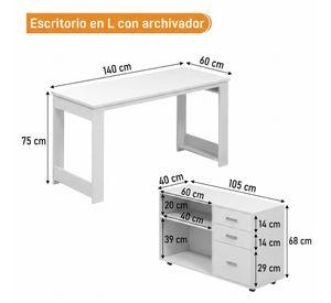Homer Design Escritorio Multifuncional Con Archivero Transformable 140cm Color Blanco