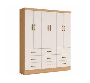 Clóset 6 puertas 9 cajones roble beige 180x40x199 cm