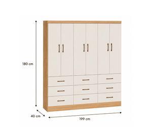 Clóset 6 puertas 9 cajones roble beige 180x40x199 cm