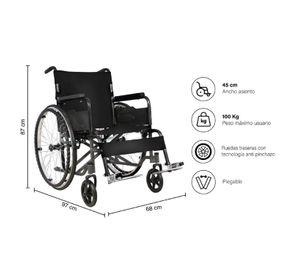 Silla de Ruedas Standard Plegable Negro