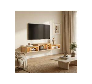 Rack Tv Flotante 150x28x16cm Con Luz Variable Y Enchufe Negro