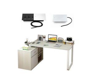 Escritorio Con Enchufe Con Tapa Integrado Forma L Usb+usb-c Marrón