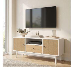 Rack Tv 140x40x48cm 1 Tiras 2 Puerta Melamina Tejido Eeuu