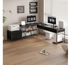 Escritorio Homeoffice Esquinero Forma L Oficina Convertible Negro