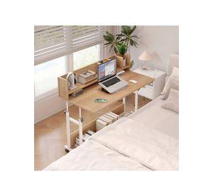 Escritorio Ajustable Con Repisa Y Rueda Para Cama 100cm Madera