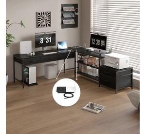 Escritorio Homeoffice Esquinero Forma L Oficina Convertible Negro