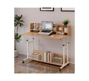 Escritorio Ajustable Con Repisa Y Rueda Para Cama 100cm Madera