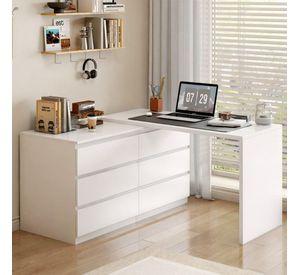 Escritorio Convertible En L+comoda 120x40x70+120x40x68cm Blanco