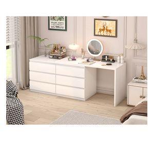 Escritorio Convertible En L+comoda 120x40x70+120x40x68cm Blanco