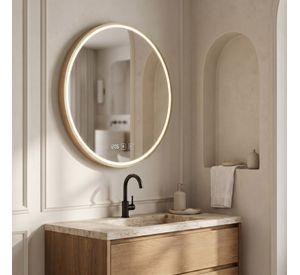 Espejo Marco Melalico Con Luz Led Touch Para Baño 60cm Dorado