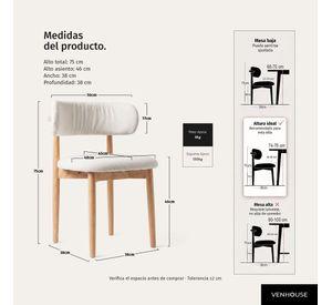 Pack 2 Sillas Para Comedor Madera Tapizada Moderna Respaldo Siena Beige