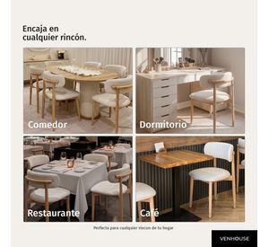 Pack 2 Sillas Para Comedor Madera Tapizada Moderna Respaldo Siena Beige