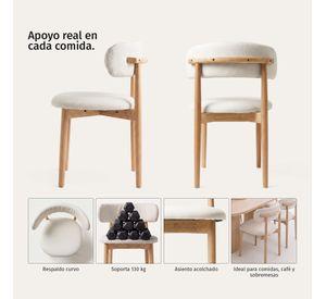 Pack 4 Sillas Para Comedor Madera Tapizada Moderna Respaldo Siena Beige