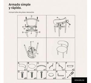 Pack 4 Sillas Para Comedor Madera Tapizada Moderna Respaldo Siena Beige