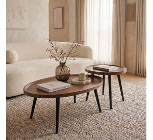Juego Mesa De Centro Living Vanguardia Madera Nactural Jsc05